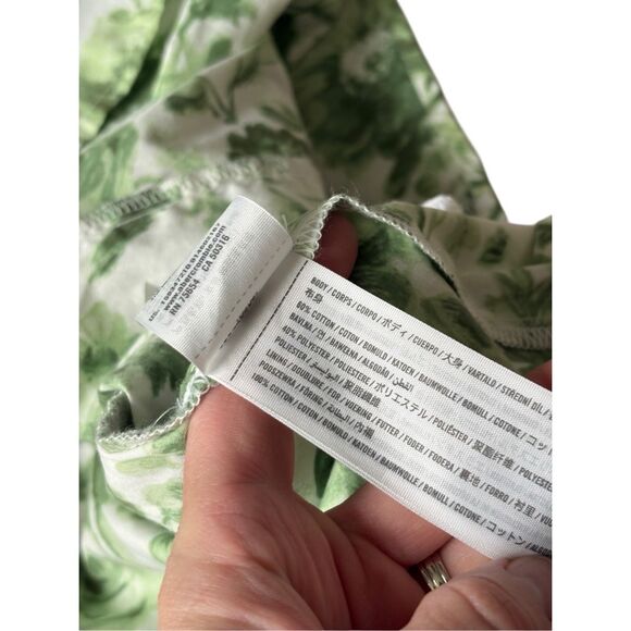 Abercrombie & Fitch Emerson Ruched Floral Mini Dress size M Cream Green - Picture 7 of 10